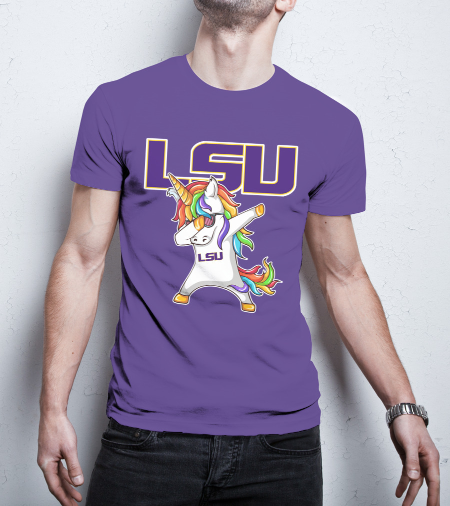 LSU Tigers Unicorn Dabbing Rainbow Mane T-Shirt