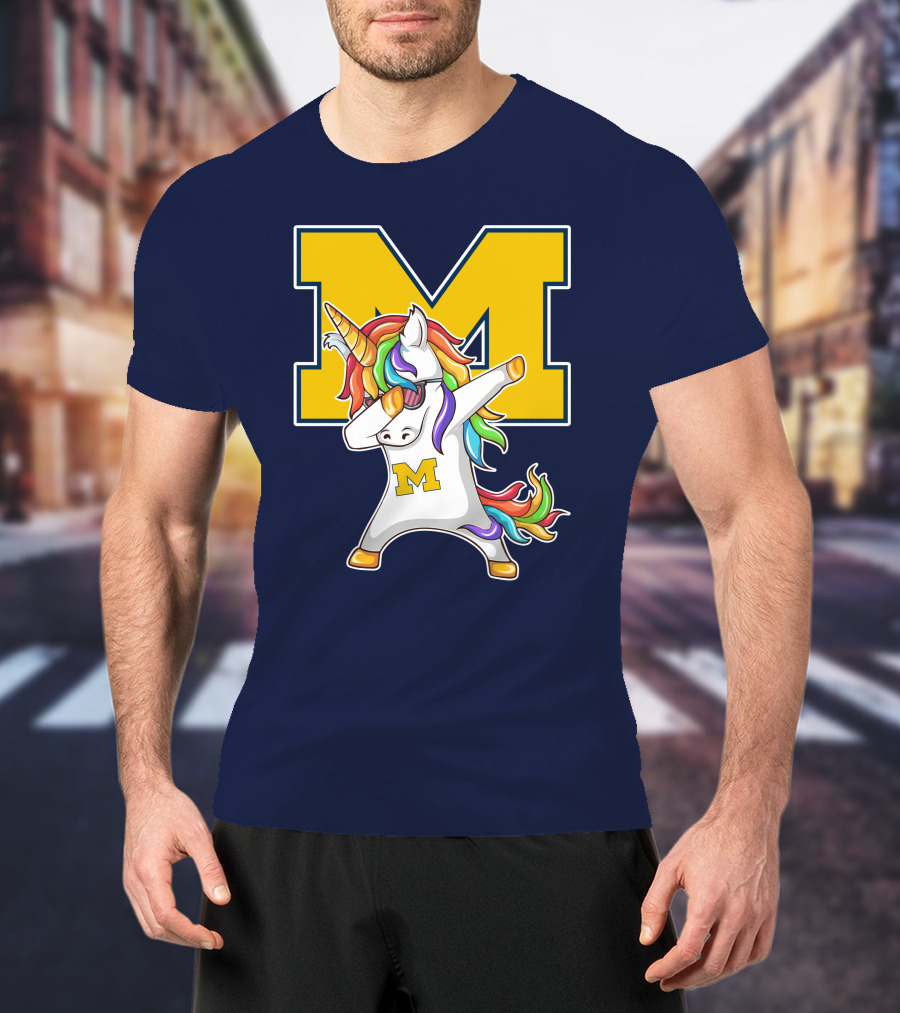 Michigan Wolverines Unicorn Dabbing M T-Shirt