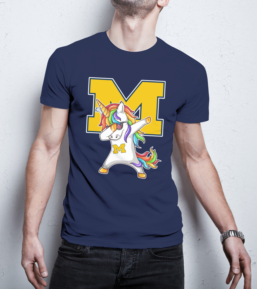 Michigan Wolverines Unicorn Dabbing M T-Shirt