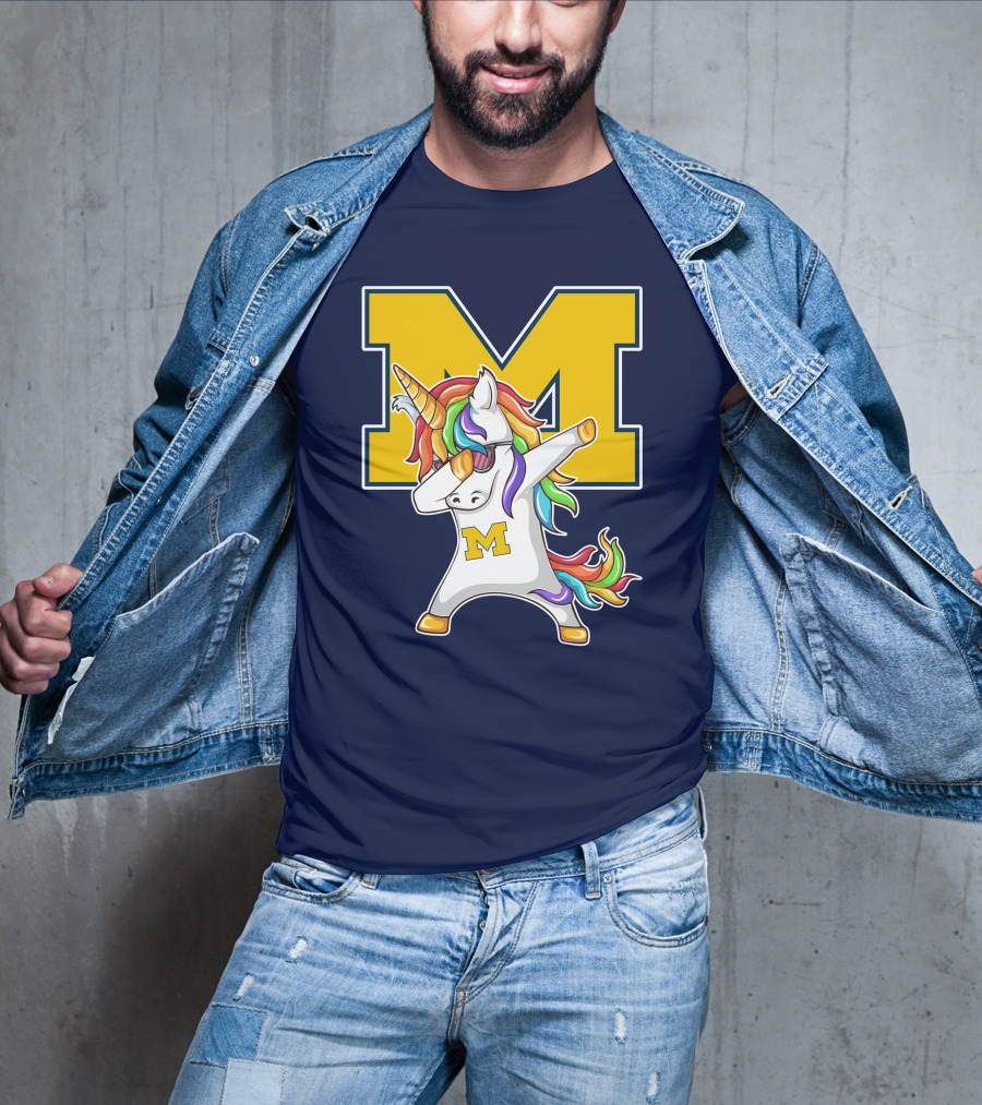 Michigan Wolverines Unicorn Dabbing M T-Shirt