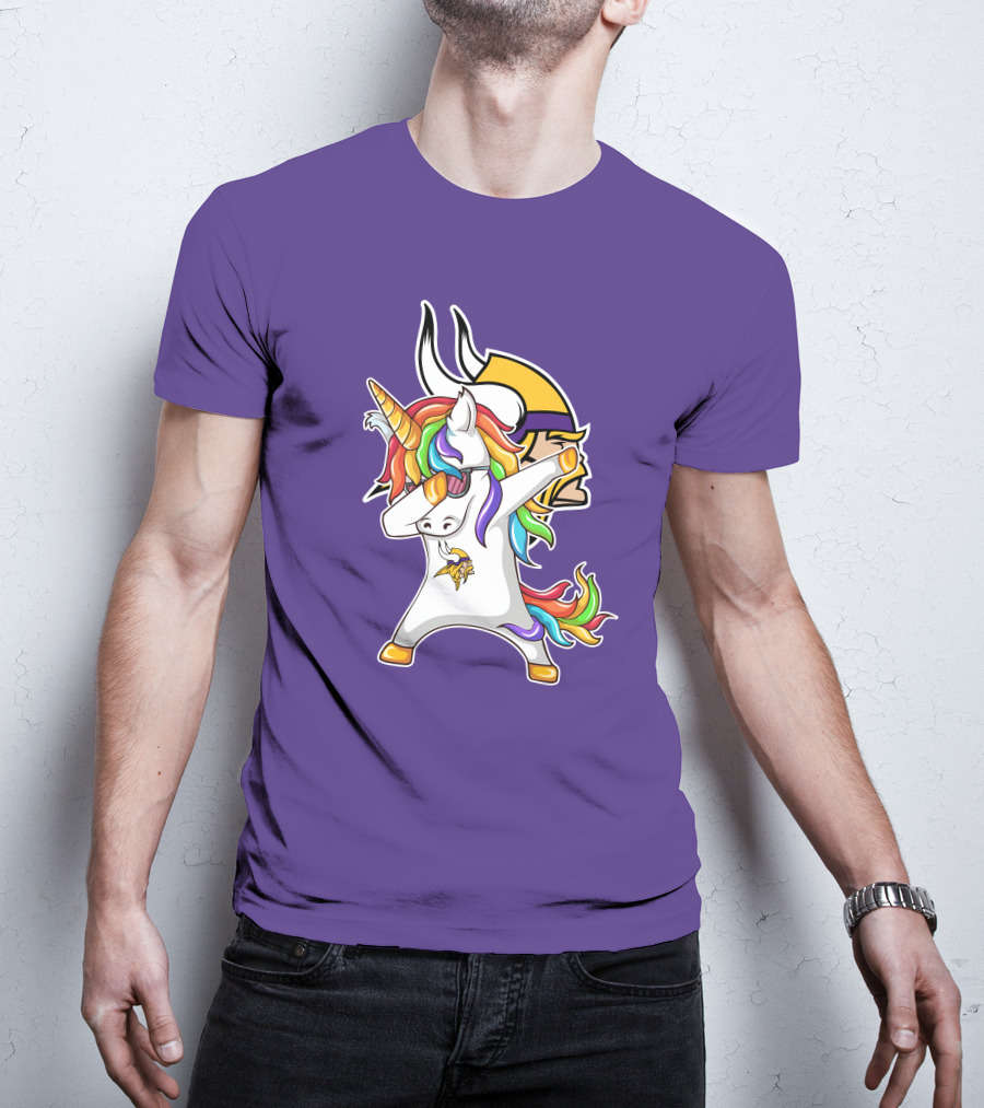 Minnesota Vikings Rainbow Unicorn Dabbing T-Shirt