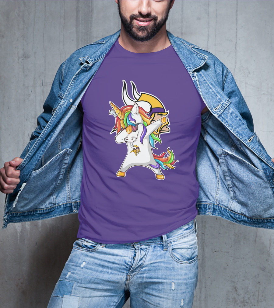 Minnesota Vikings Rainbow Unicorn Dabbing T-Shirt