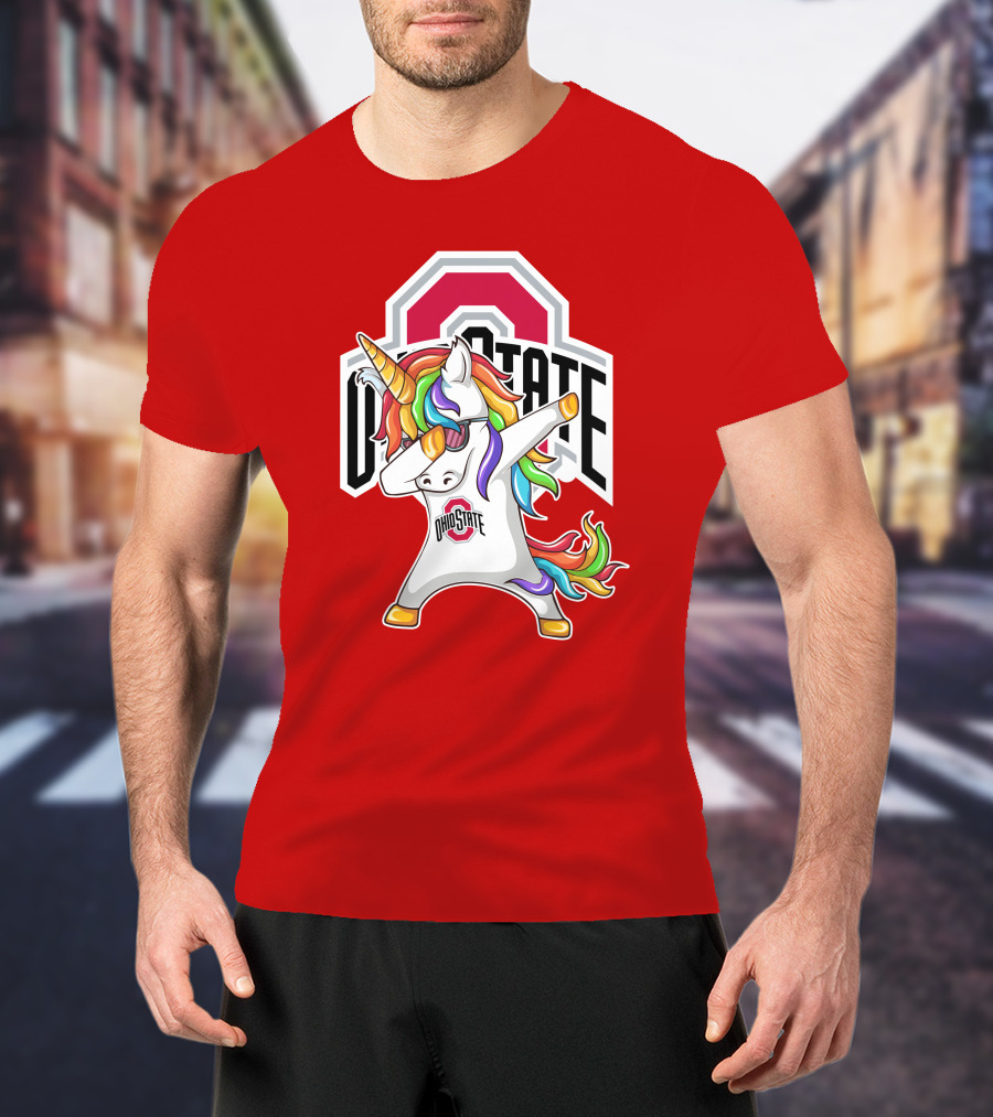 Ohio State Buckeyes Rainbow Unicorn Dabbing T-Shirt