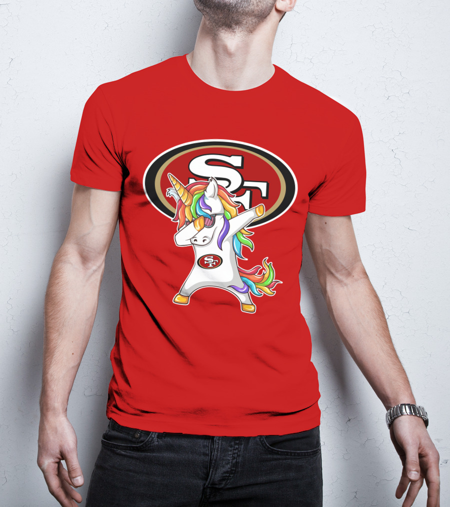San Francisco 49ers SF Logo Rainbow Unicorn Dabbing T-Shirt