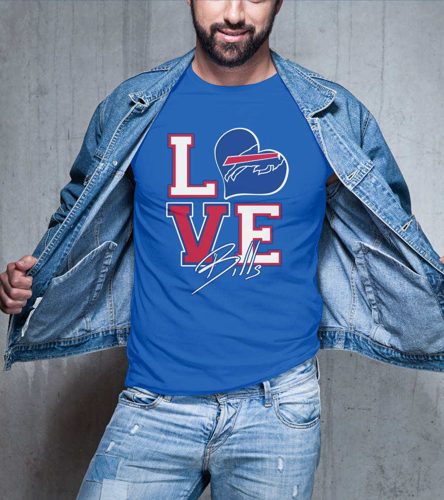 LOVE My Buffalo Bills Heart Logo Featuring Iconic Football Team Emblem T-Shirt