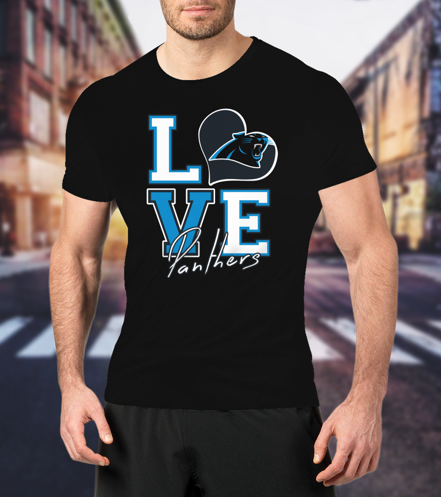 Love Panthers Heart T-Shirt