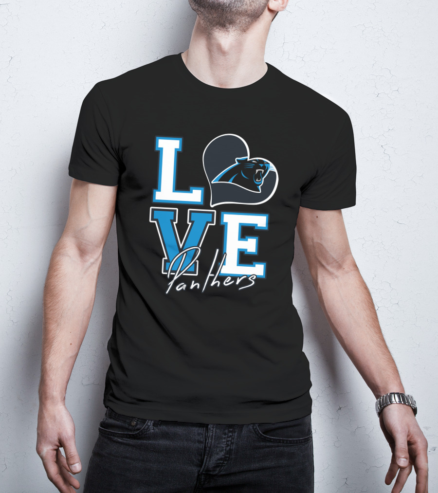 Love Panthers Heart T-Shirt