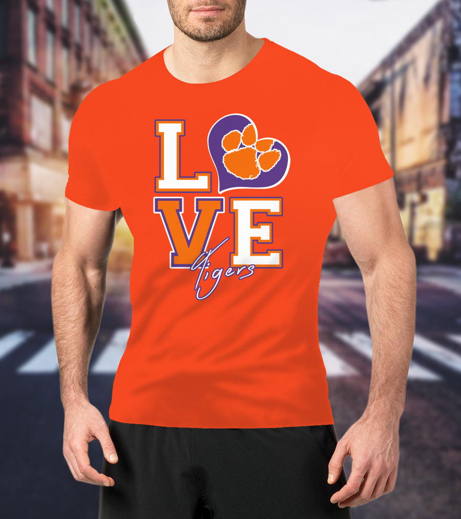 LOVE Heart Tigers Clemson T-Shirt