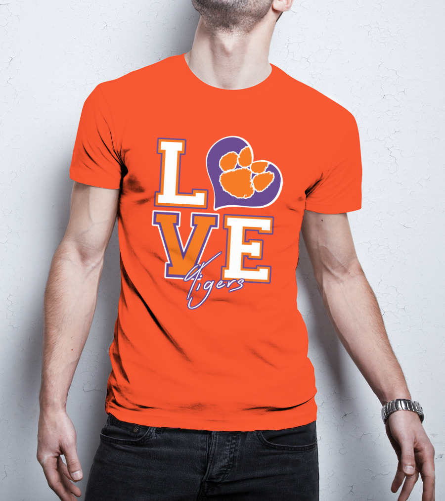 LOVE Heart Tigers Clemson T-Shirt