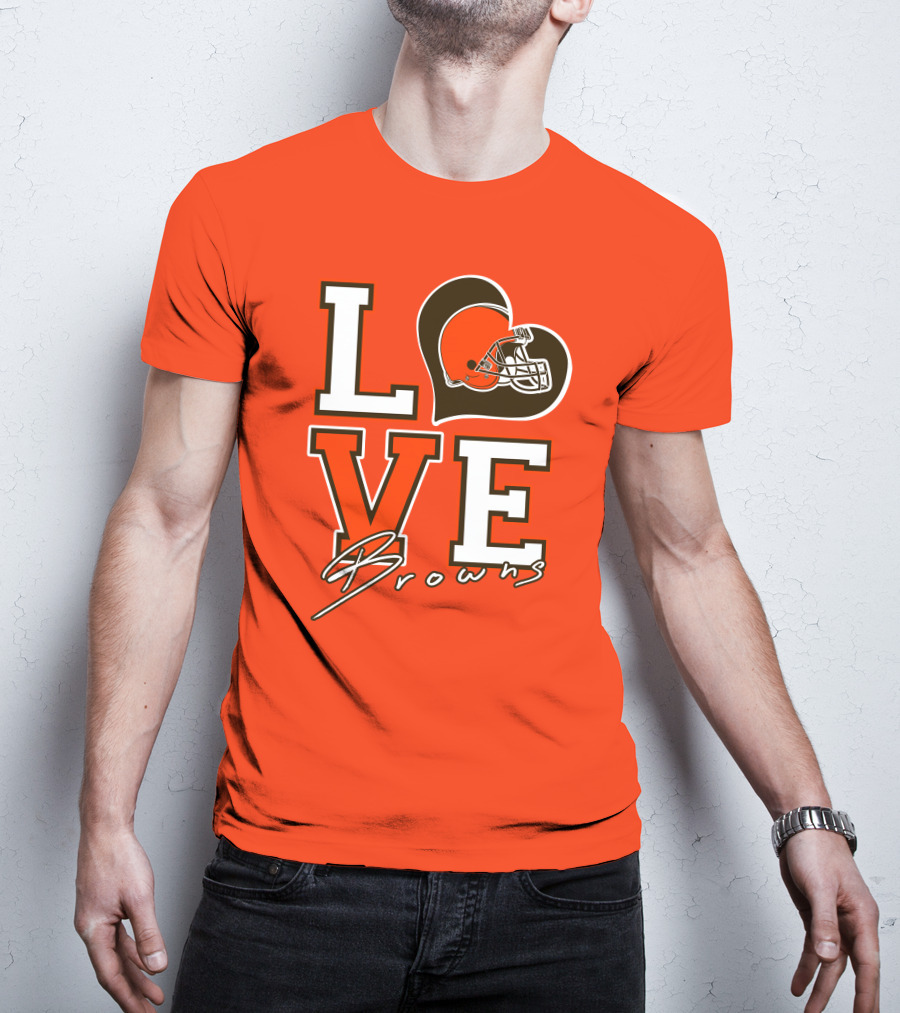 LOVE Browns Football Helmet Heart T-Shirt