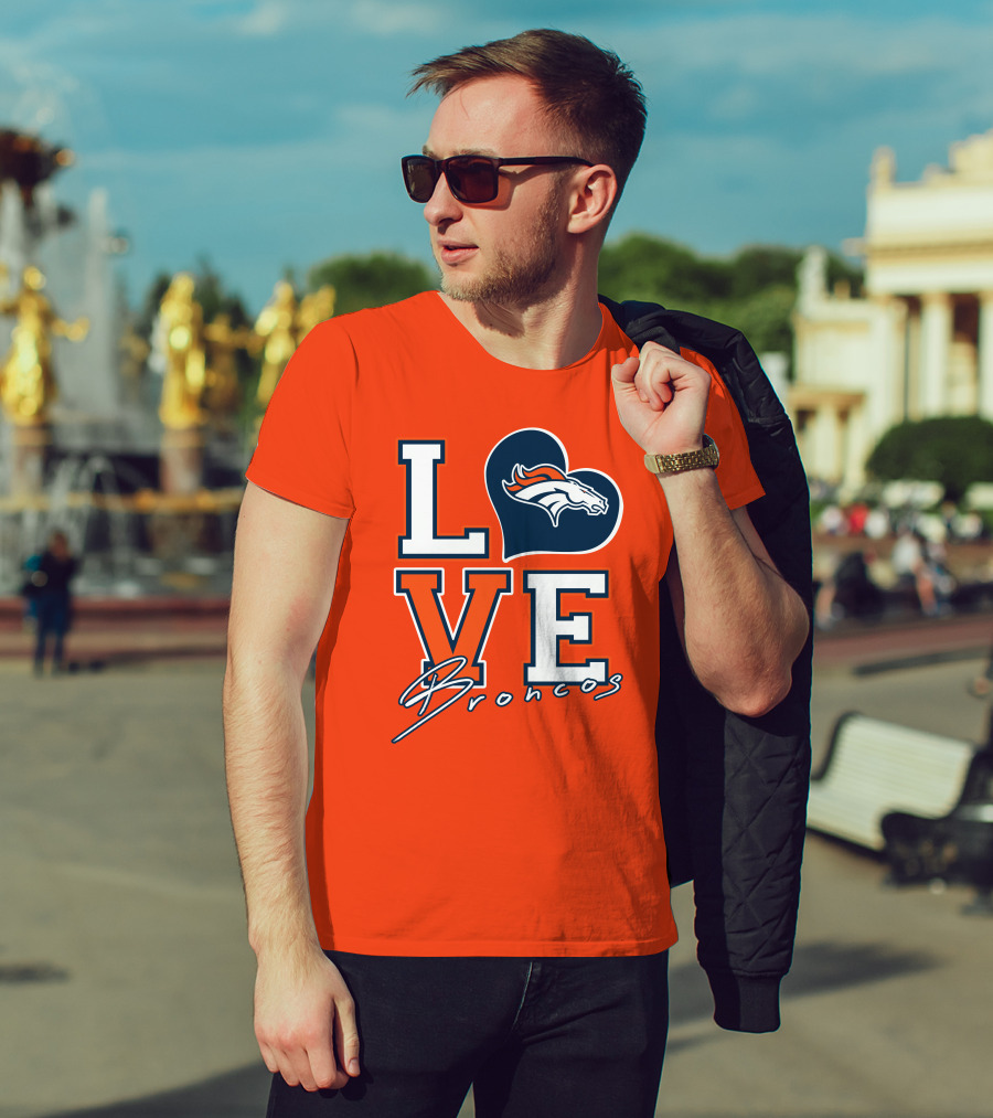 Love Broncos Denver Broncos Heart T-Shirt