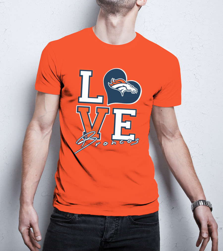 Love Broncos Denver Broncos Heart T-Shirt