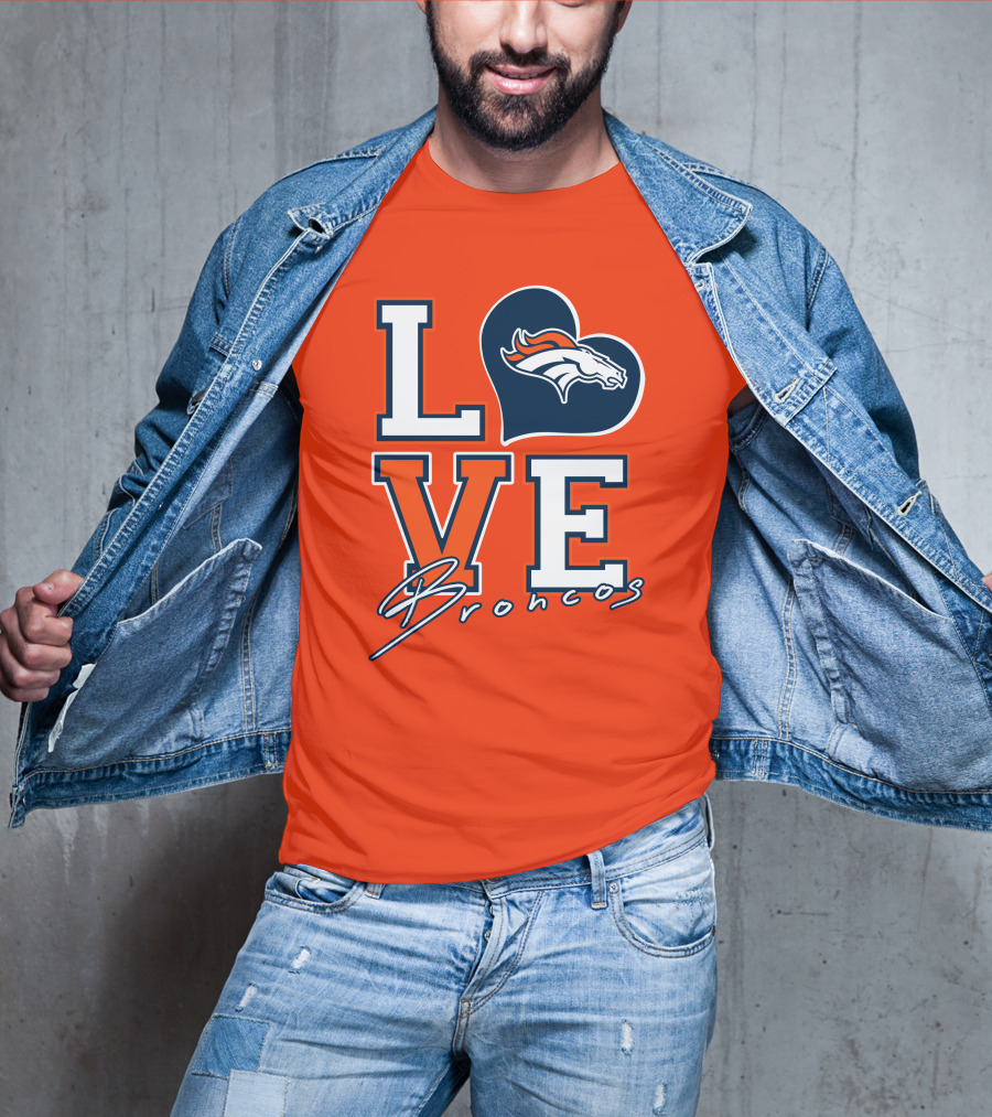 Love Broncos Denver Broncos Heart T-Shirt