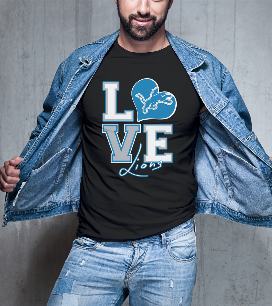 LOVE Lions Heart Detroit Lions Fan Passion T-Shirt
