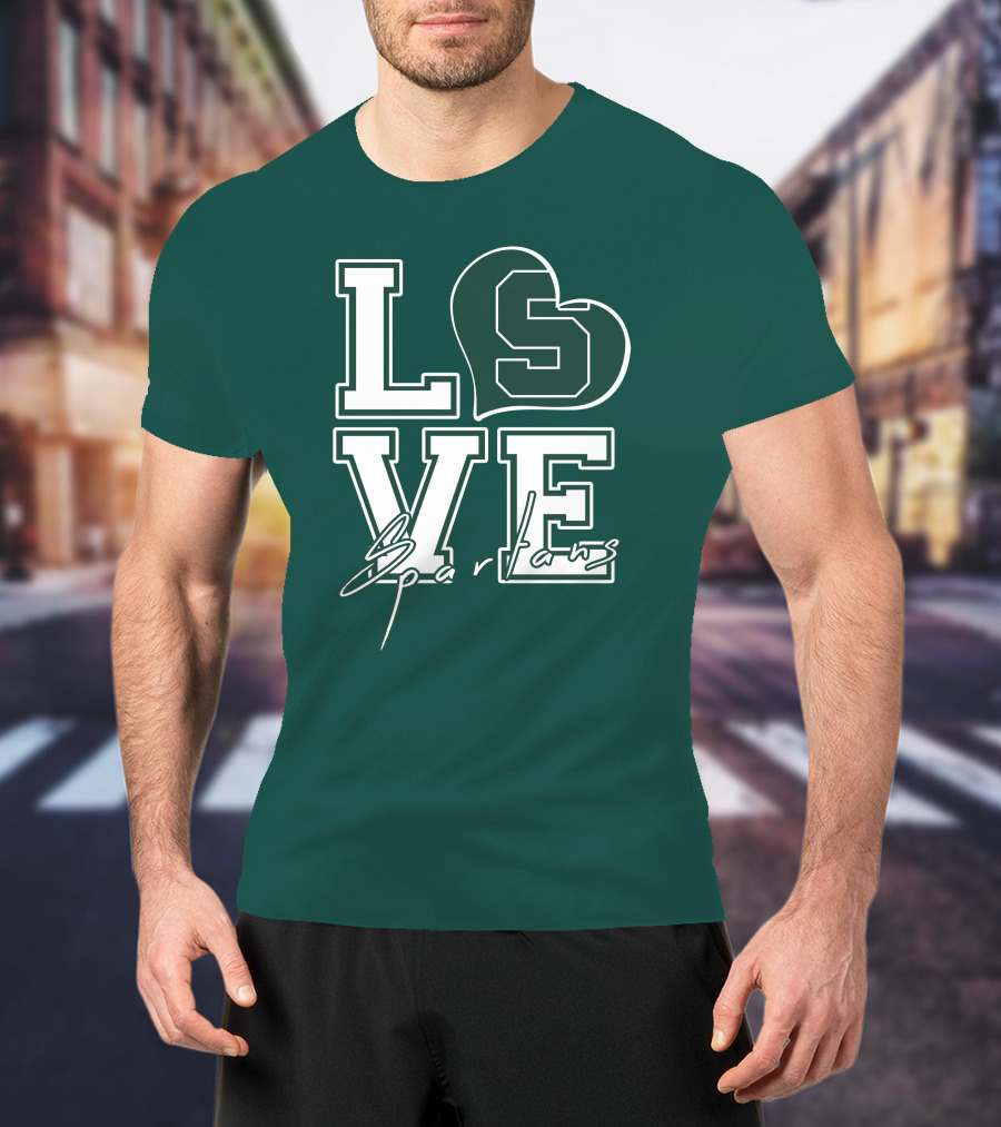 Love Spartans Michigan State Heart T-Shirt