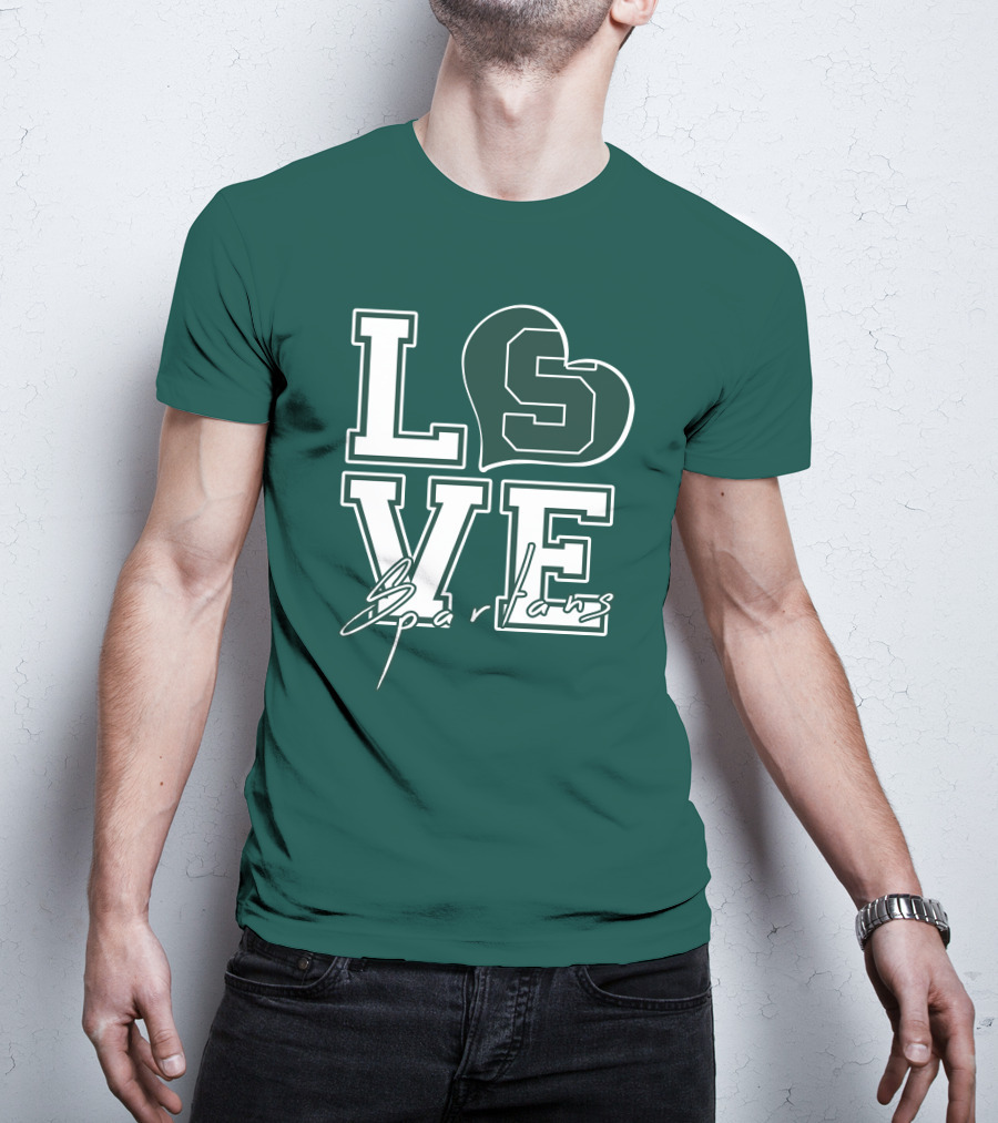 Love Spartans Michigan State Heart T-Shirt
