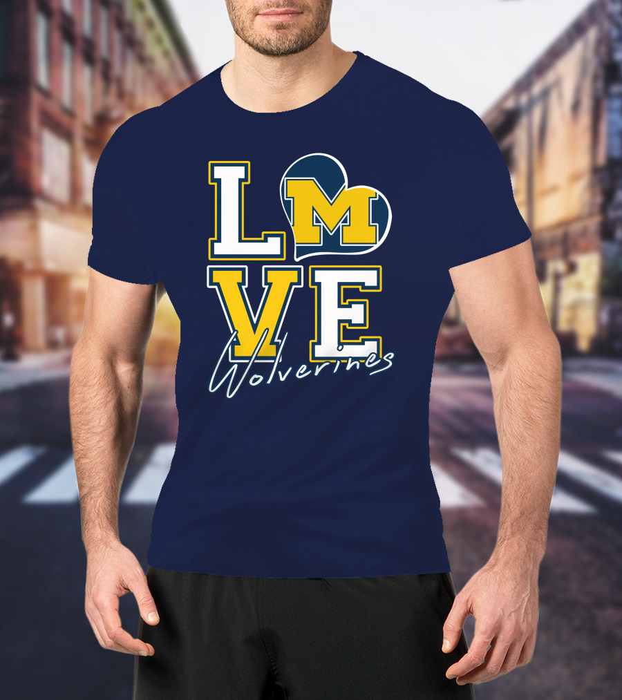 Love Michigan Wolverines Heart T-Shirt