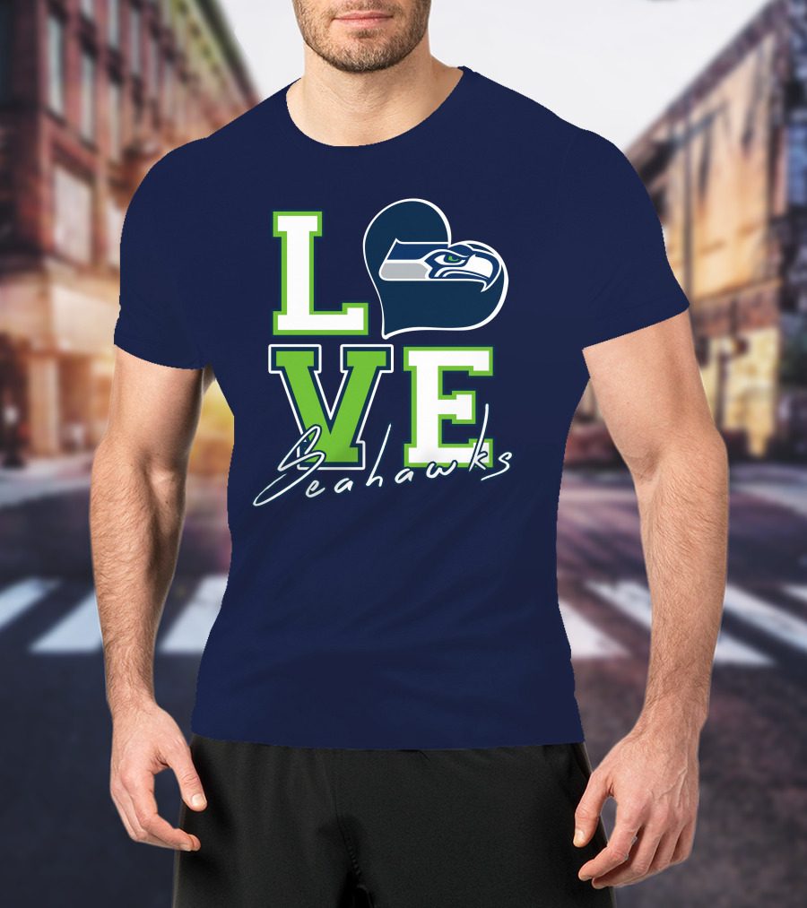 LOVE Seattle Seahawks Heart T-Shirt