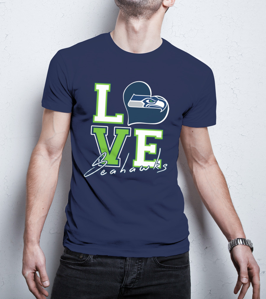 LOVE Seattle Seahawks Heart T-Shirt