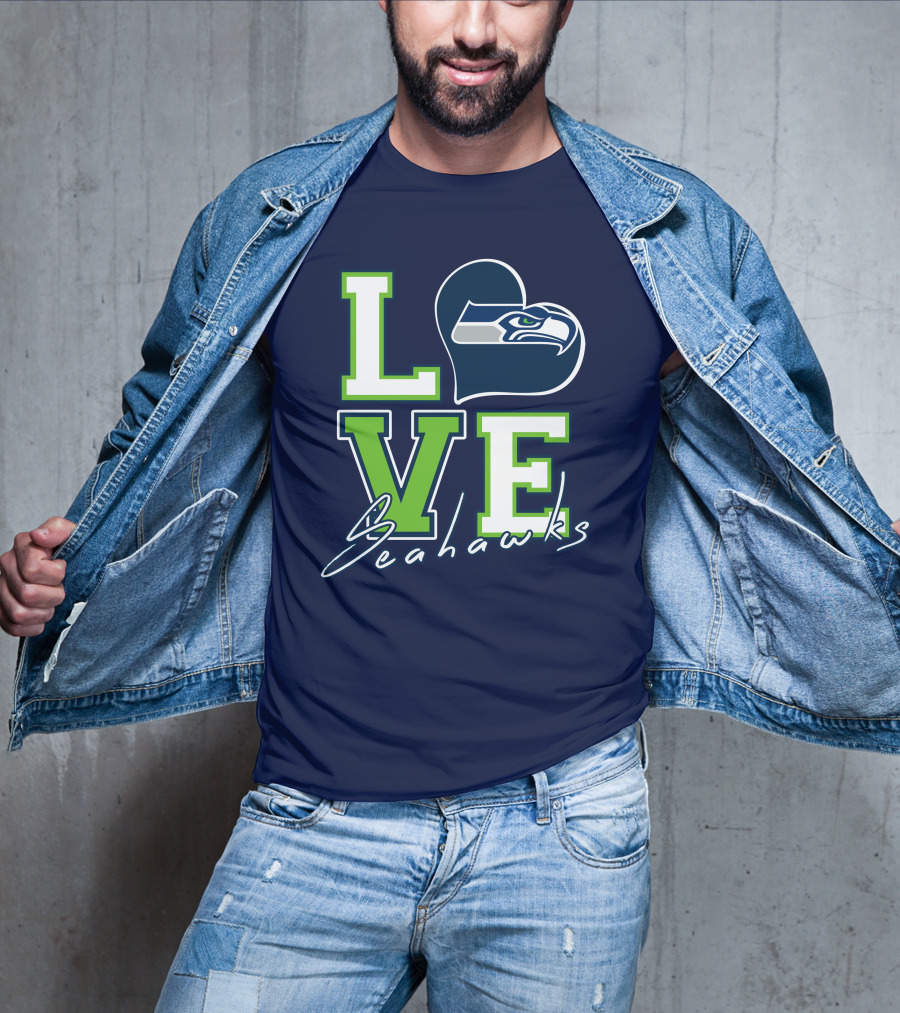 LOVE Seattle Seahawks Heart T-Shirt