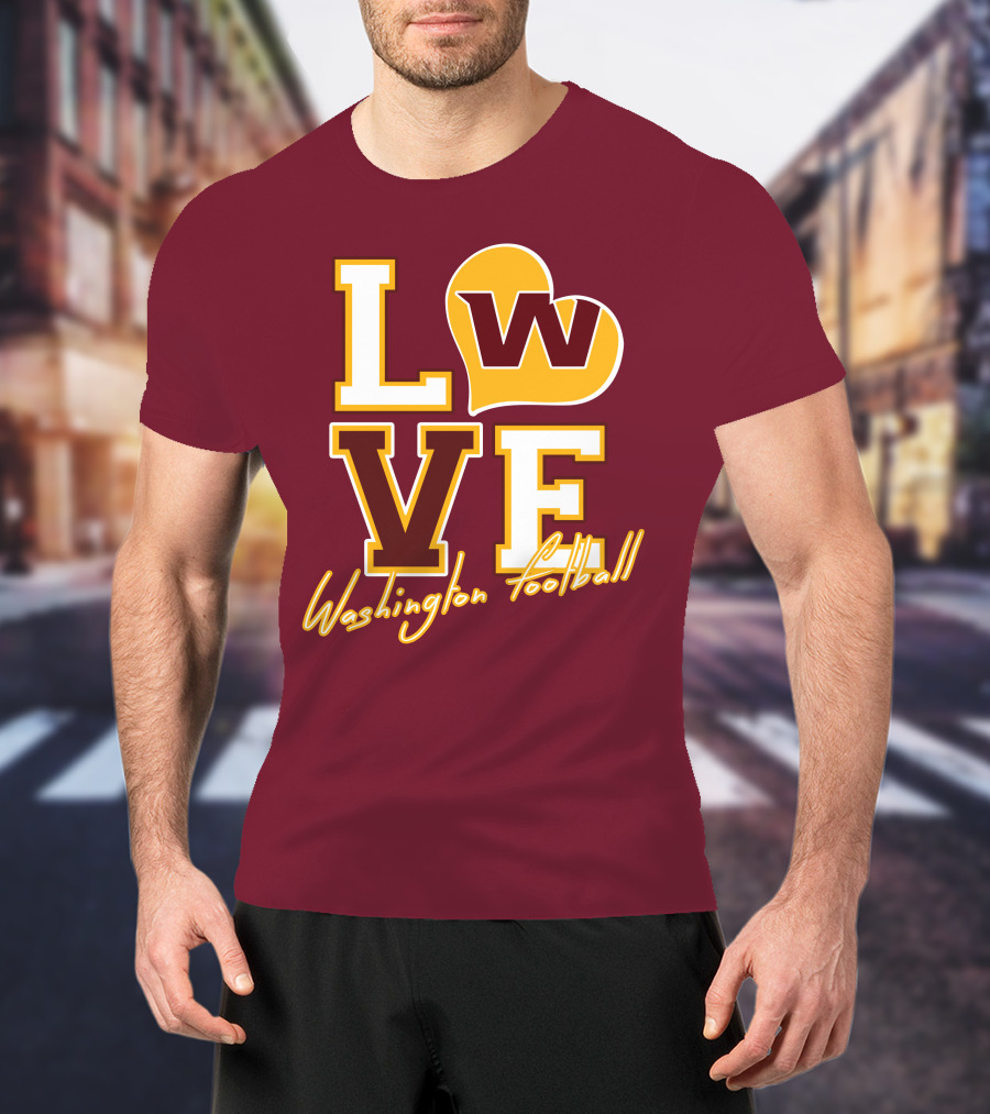 Washington Football Love W Heart T-Shirt