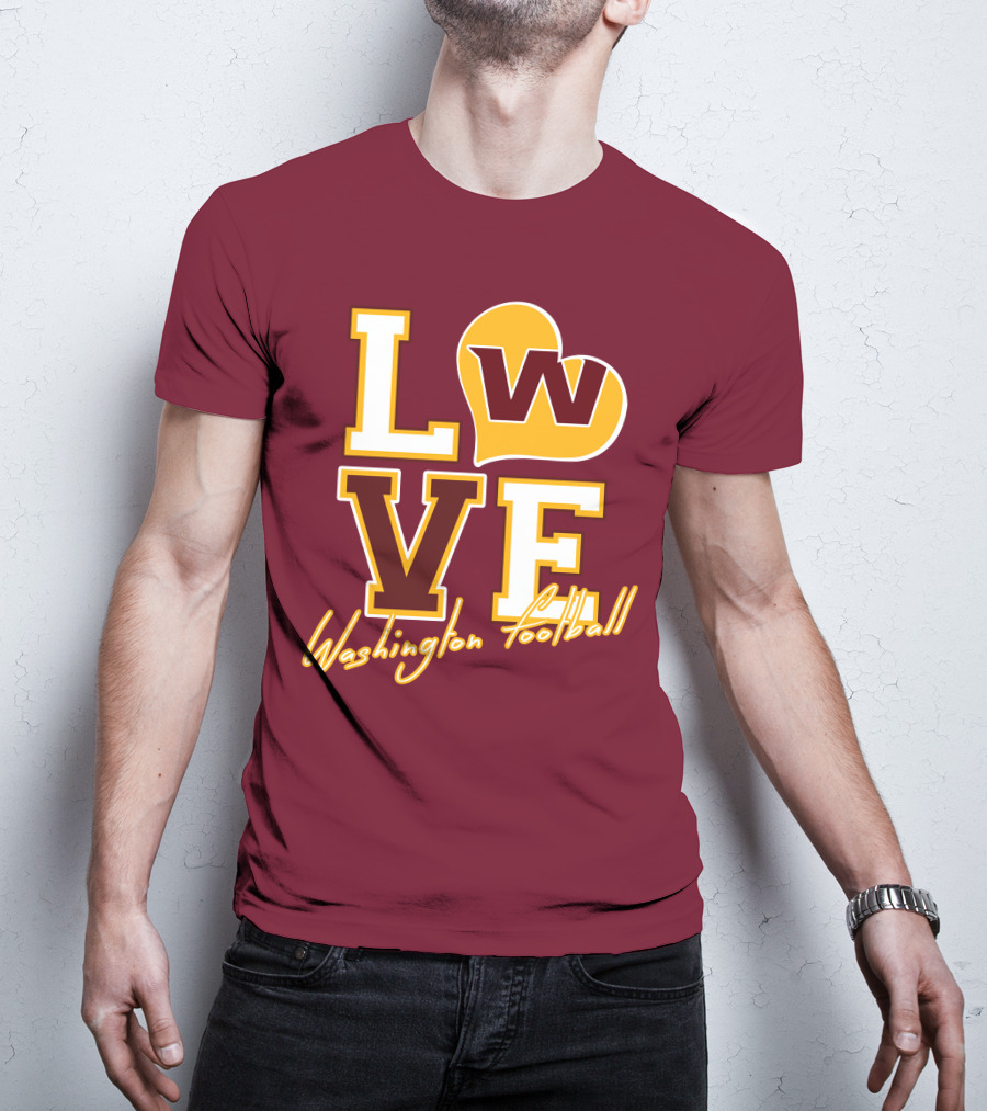 Washington Football Love W Heart T-Shirt