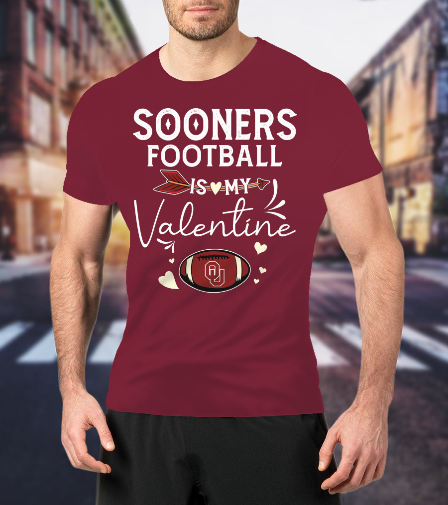 Sooners Football Is My Valentine OU Football Red Arrow And Hearts T-Shirt
