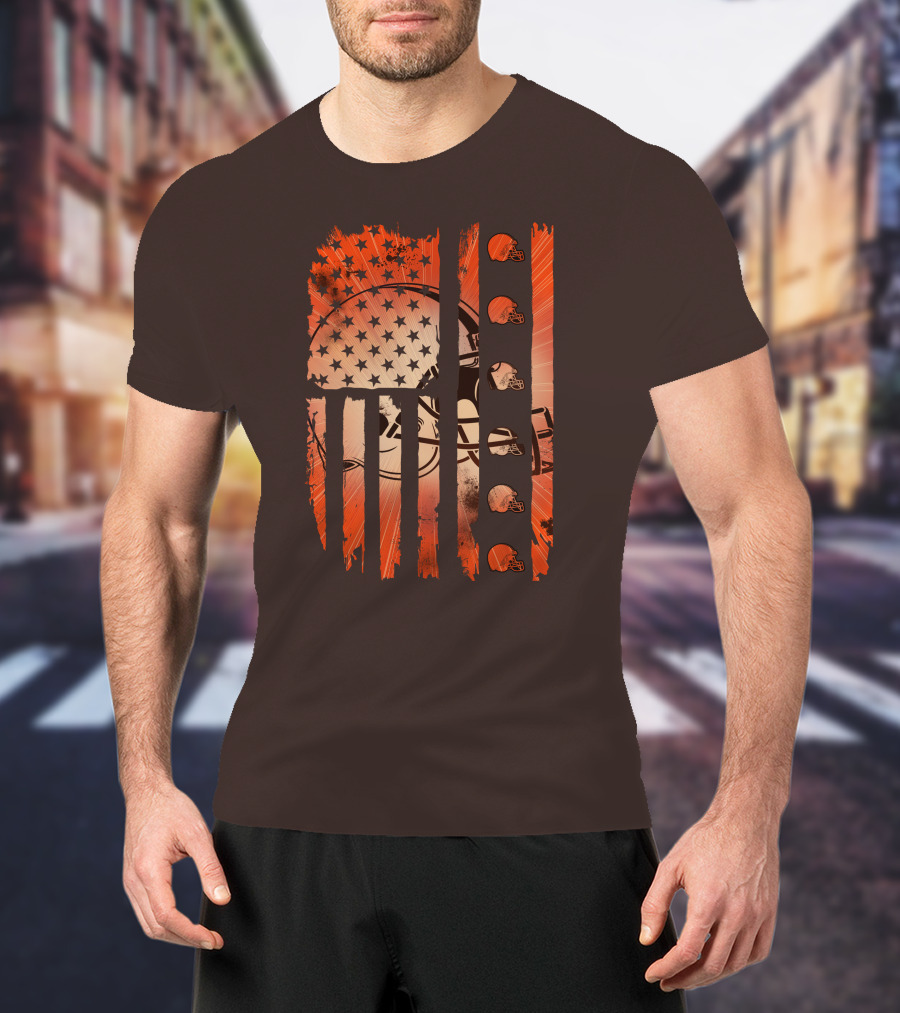 Cleveland Browns Helmet American Flag Edition T-Shirt