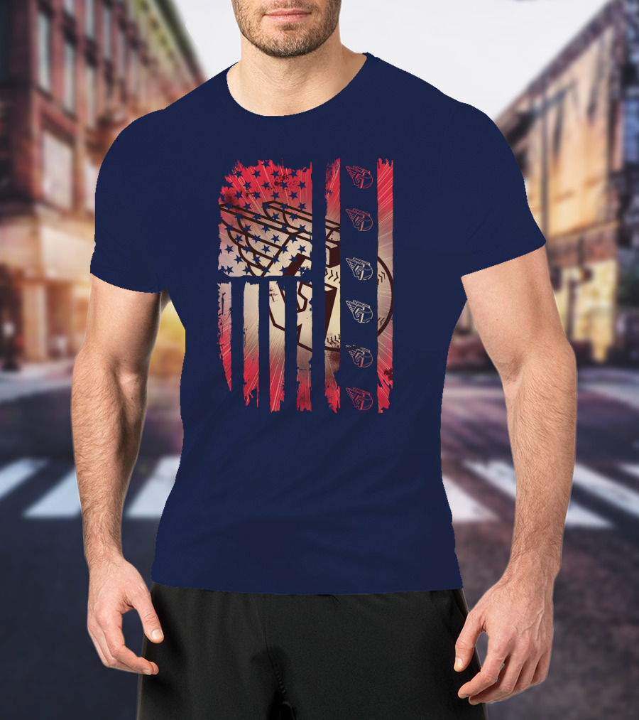 Cleveland Guardians American Flag Stripes Stars Baseball T-Shirt
