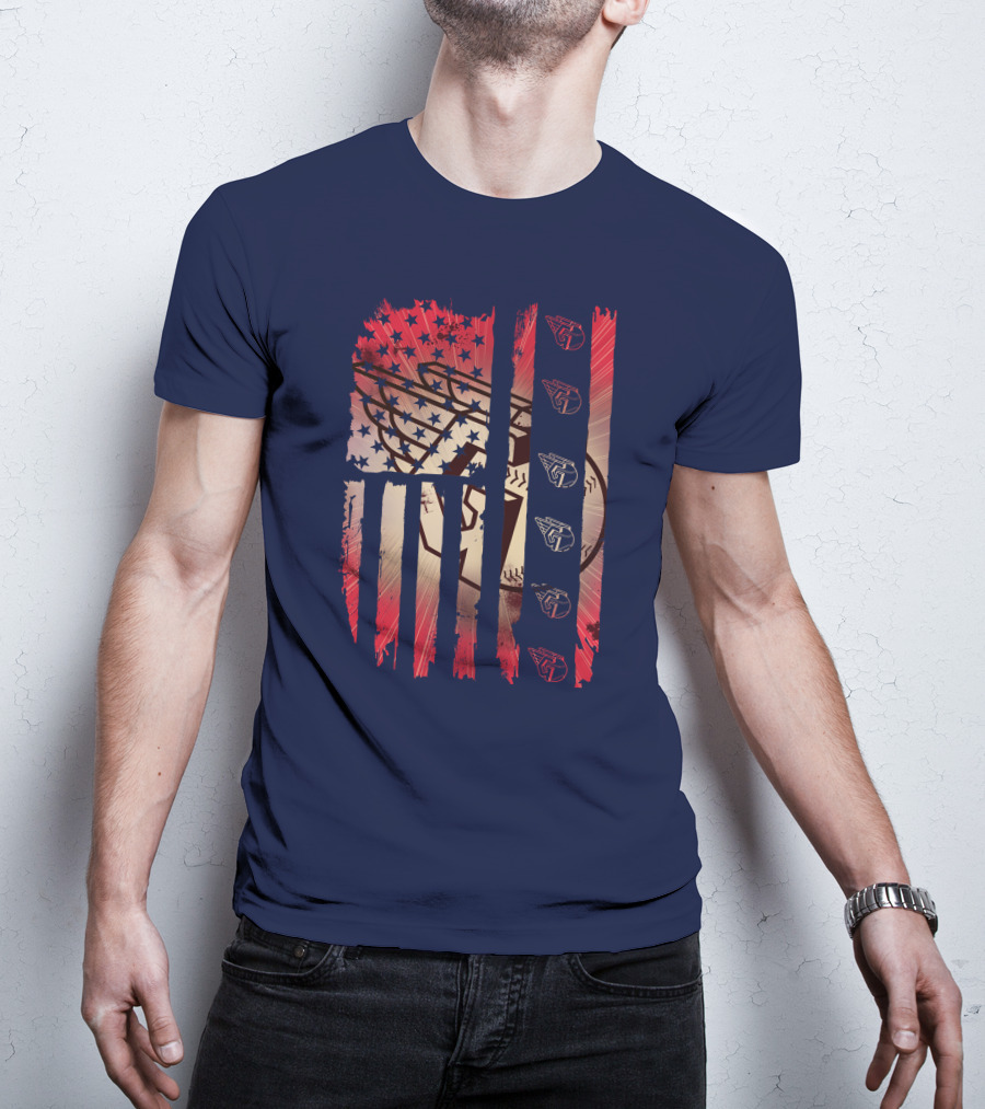 Cleveland Guardians American Flag Stripes Stars Baseball T-Shirt