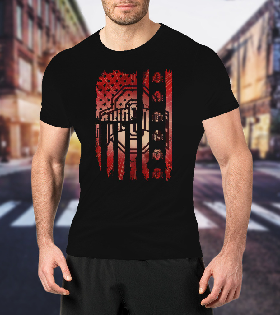 Ohio State Buckeyes American Flag Stars Stripes T-Shirt