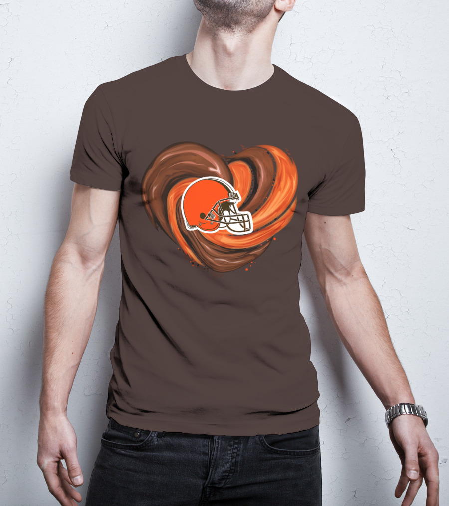 Cleveland Browns Football Helmet Tornado Heart T-Shirt