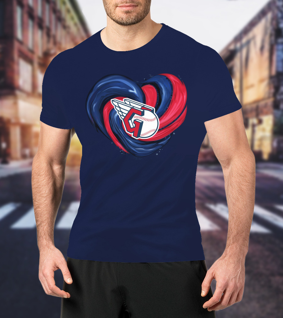 Cleveland Guardians Heart Tornado Baseball T-Shirt