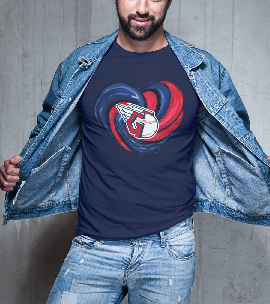 Cleveland Guardians Heart Tornado Baseball T-Shirt