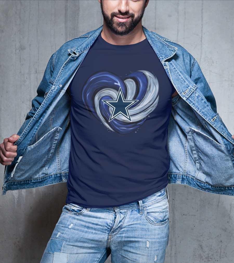 Dallas Cowboys Heart Swirl With Star T-Shirt