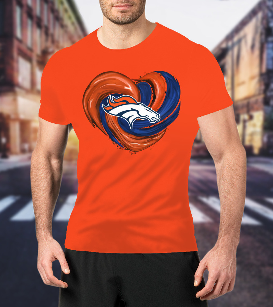 Denver Broncos Heart Logo Swirl T-Shirt