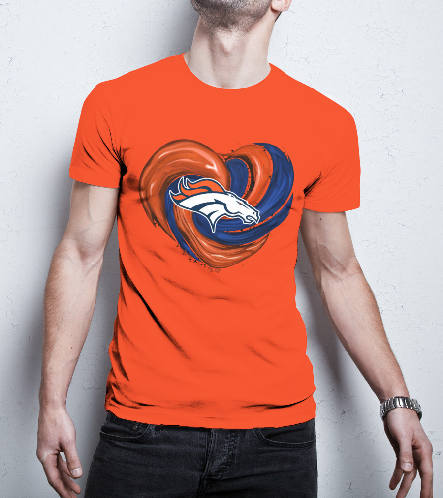 Denver Broncos Heart Logo Swirl T-Shirt