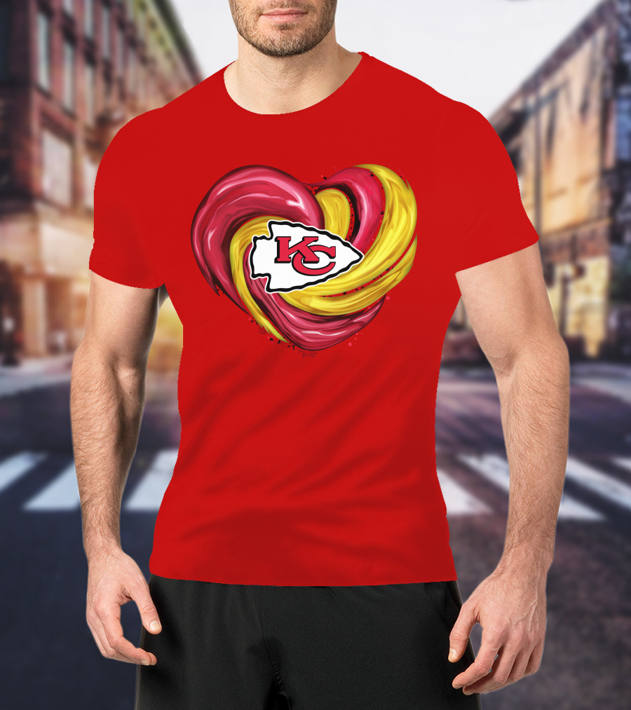 Kansas City Chiefs Heart KC Tornado Colors T-Shirt