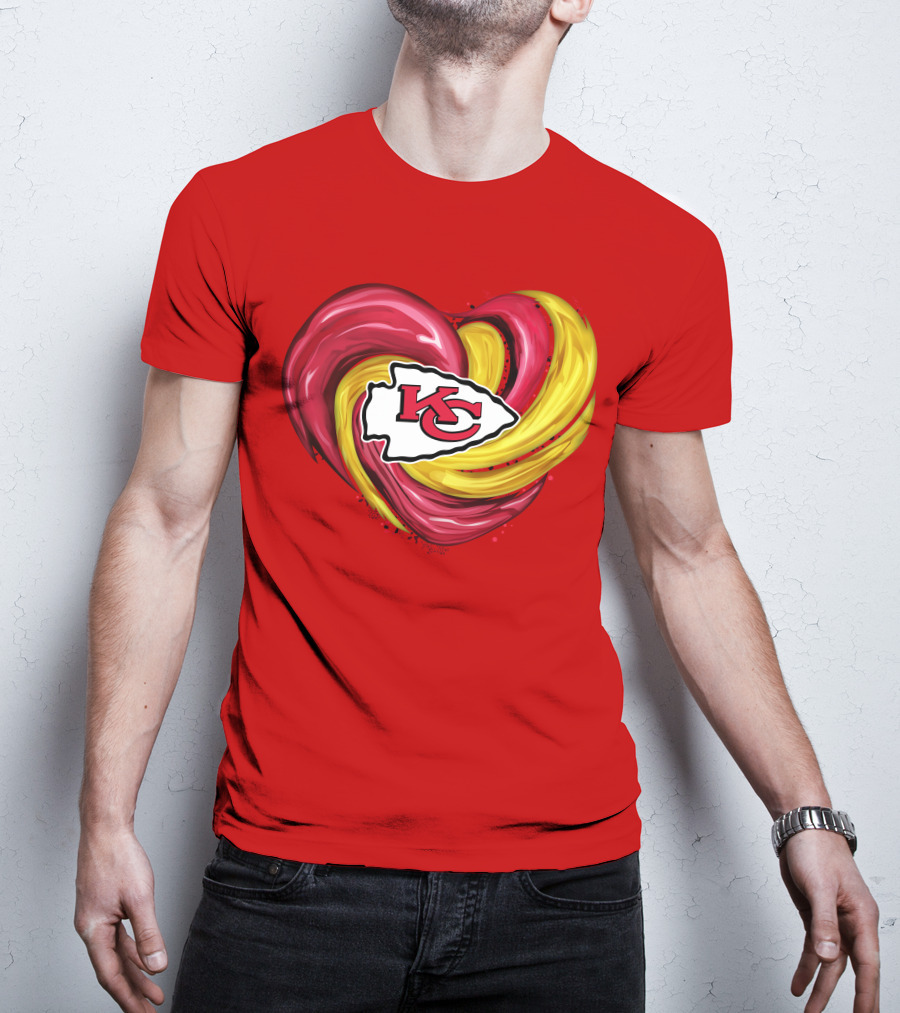 Kansas City Chiefs Heart KC Tornado Colors T-Shirt