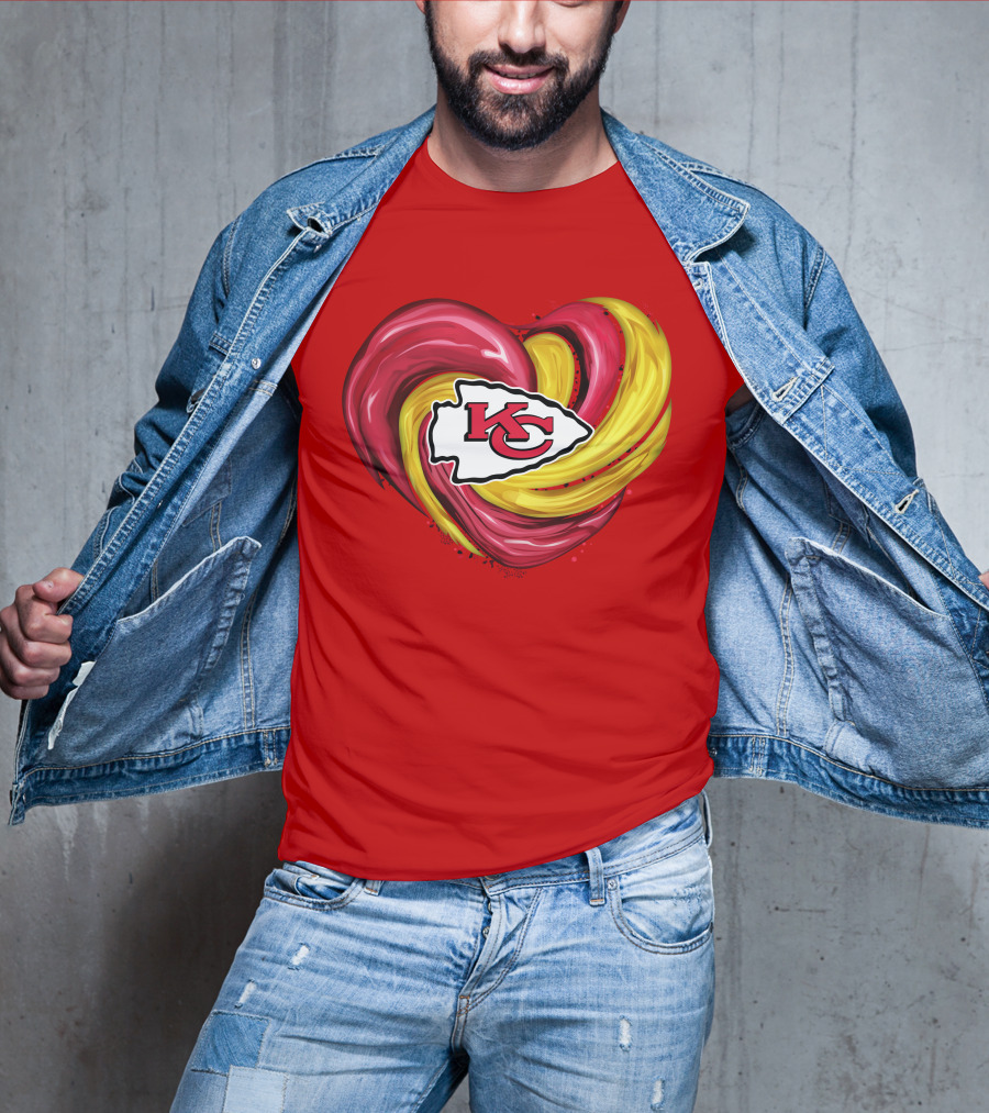 Kansas City Chiefs Heart KC Tornado Colors T-Shirt