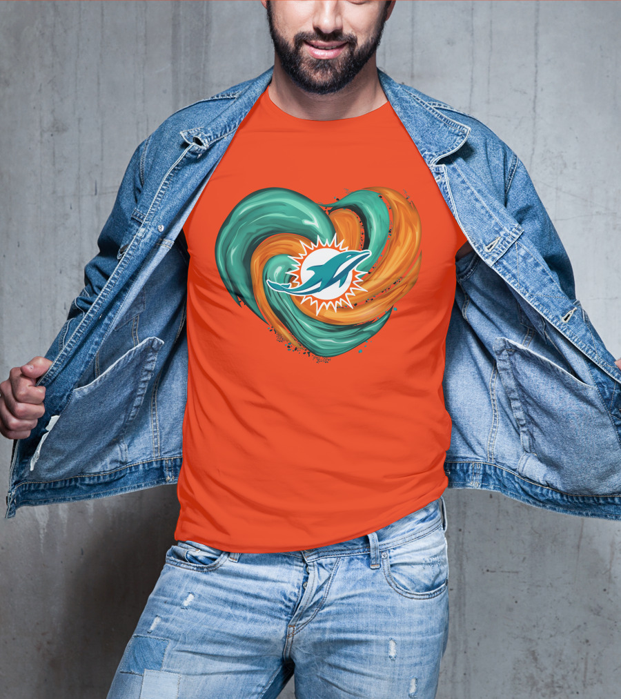 Miami Dolphins Heart Tornado Fan T-Shirt