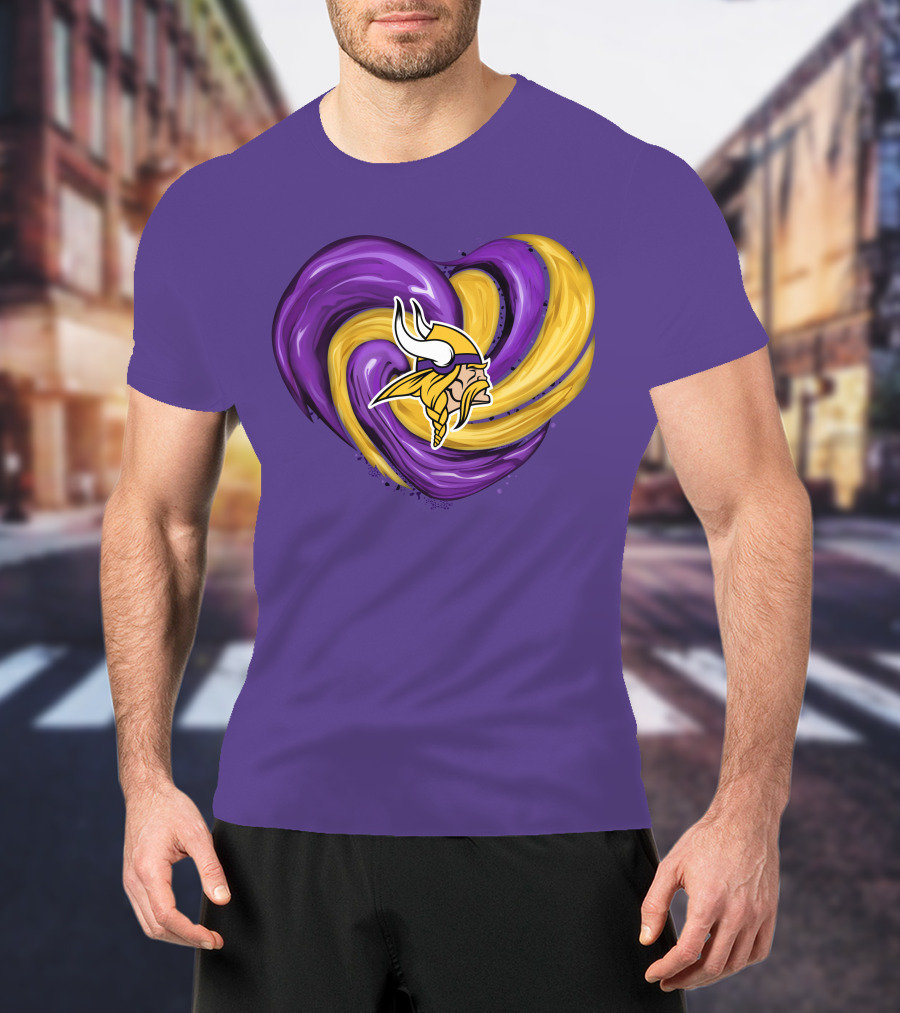 Minnesota Vikings Heart Swirl Viking Helmet T-Shirt