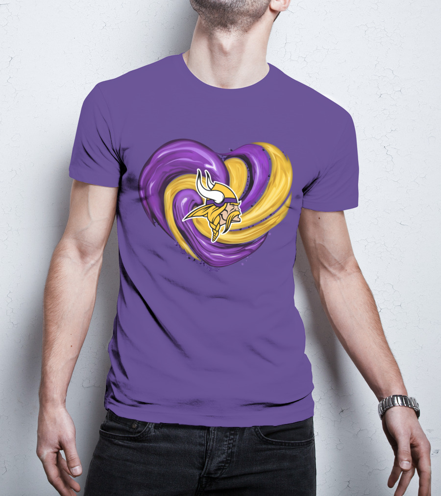 Minnesota Vikings Heart Swirl Viking Helmet T-Shirt