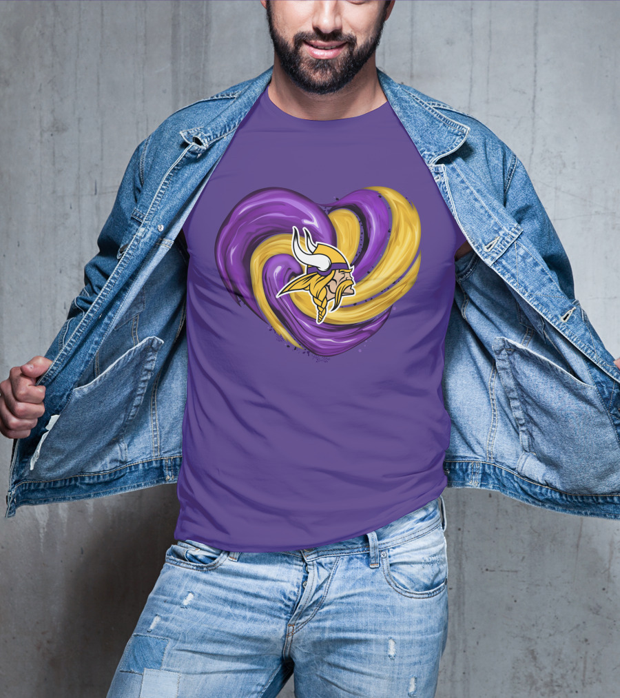 Minnesota Vikings Heart Swirl Viking Helmet T-Shirt