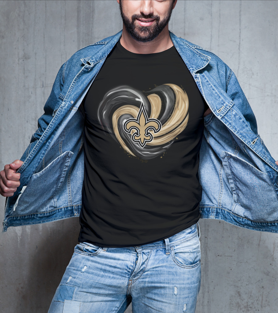 New Orleans Saints Fleur-de-Lis Tornado Heart T-Shirt