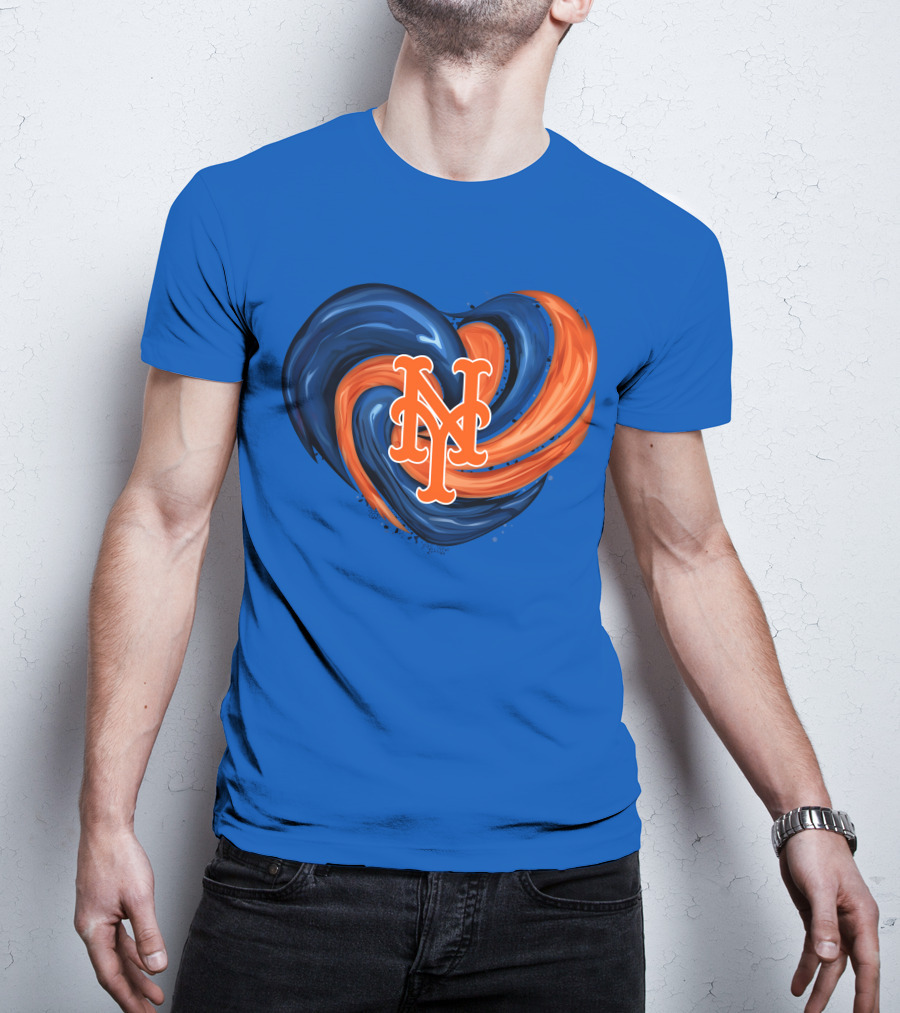 New York Mets Heart Swirl Icon Emblem T-Shirt
