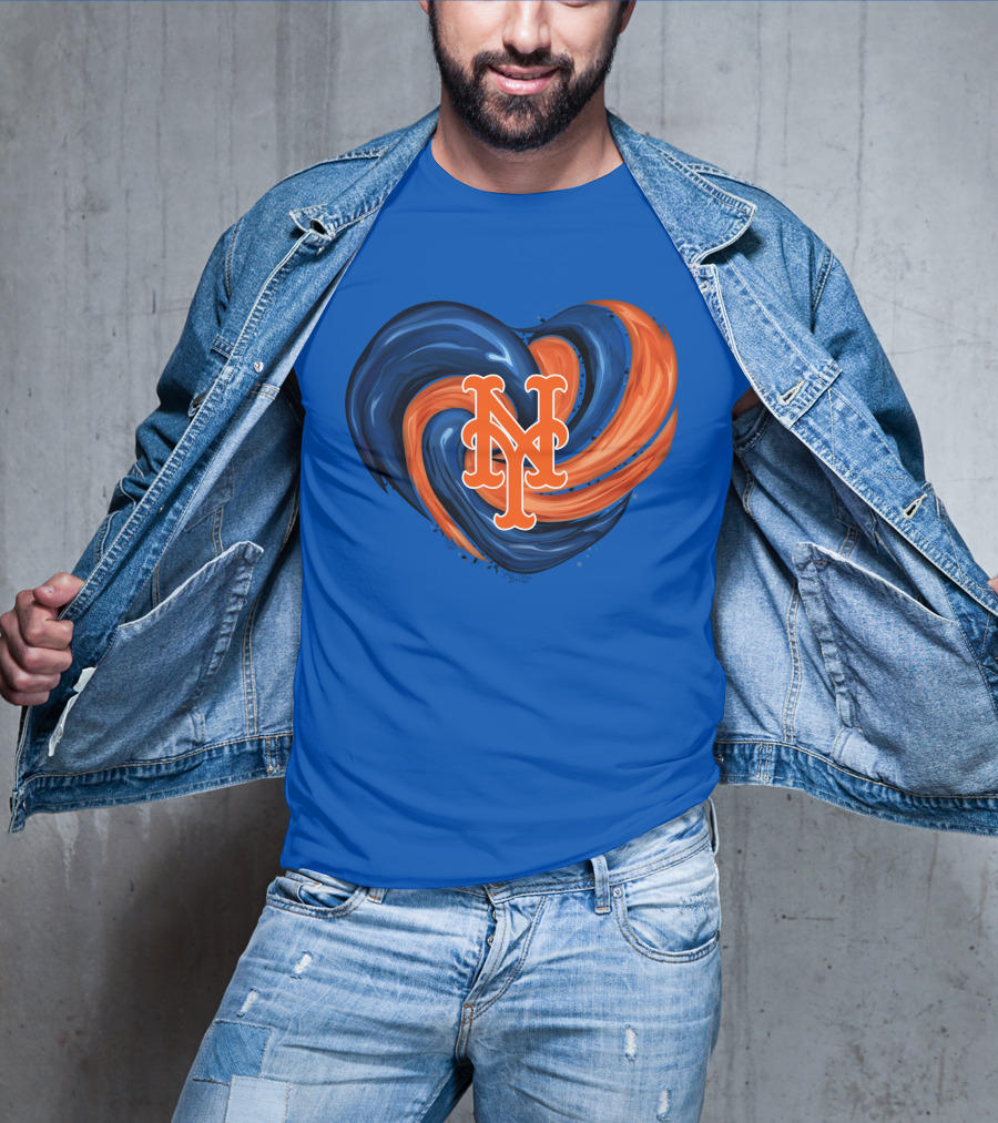 New York Mets Heart Swirl Icon Emblem T-Shirt