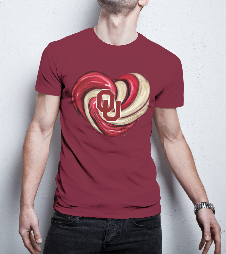 OU Red Gold Heart Tornado T-Shirt