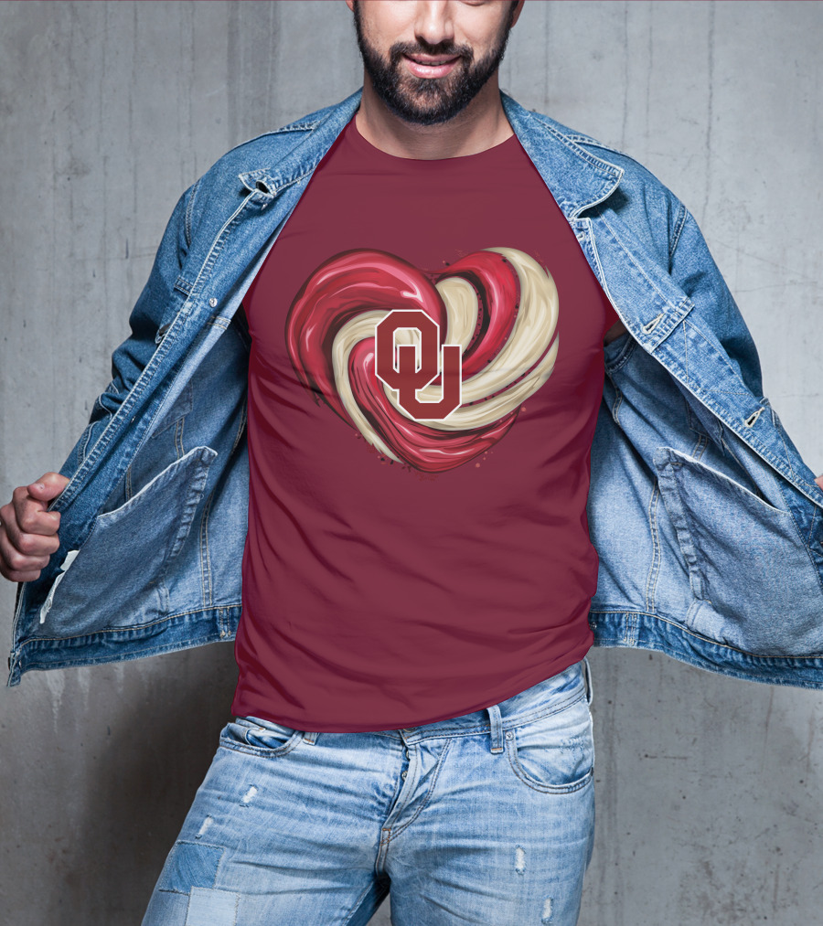 OU Red Gold Heart Tornado T-Shirt