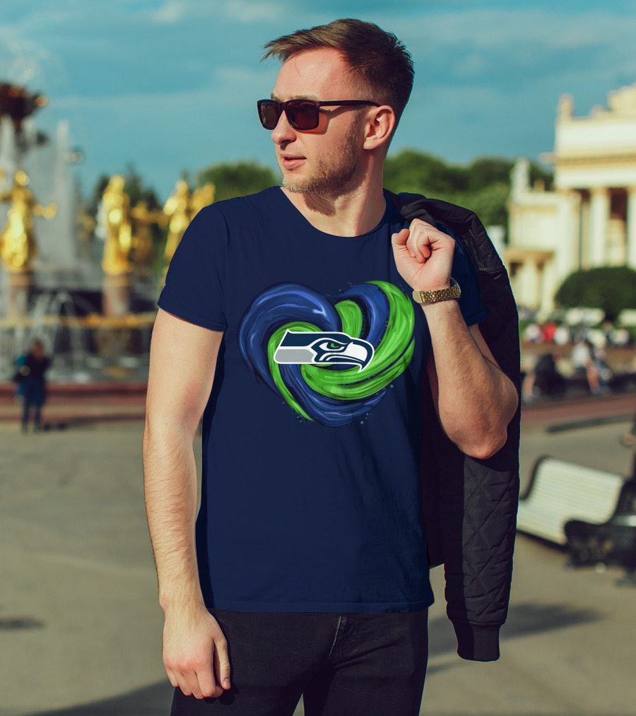 Seattle Seahawks Heart Logo Tornado T-Shirt
